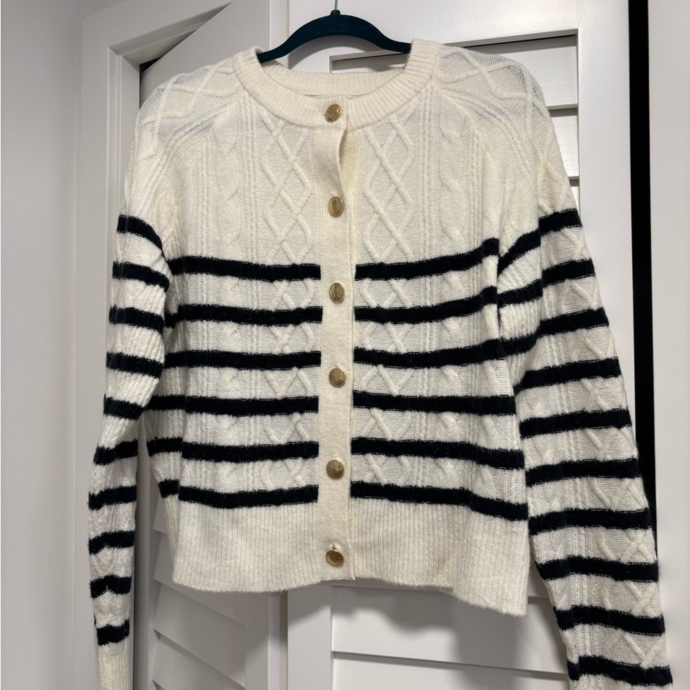 Target Striped Cable Knit Cardigan Sweater